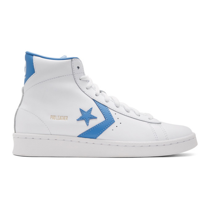 Photo: Converse White and Blue Leather Pro Mid Sneakers