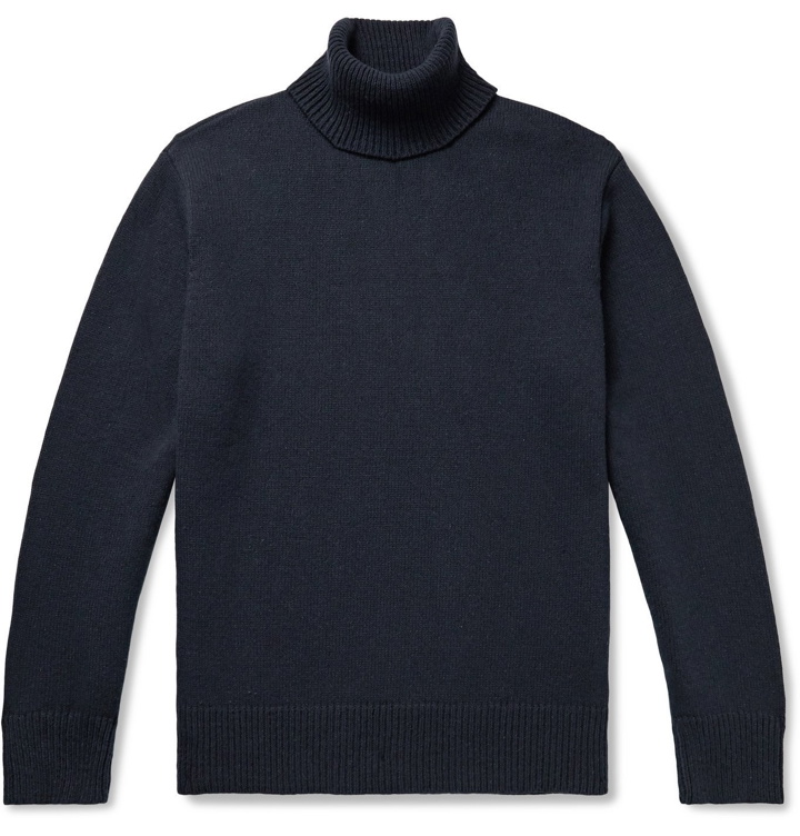 Photo: Universal Works - Knitted Rollneck Sweater - Blue