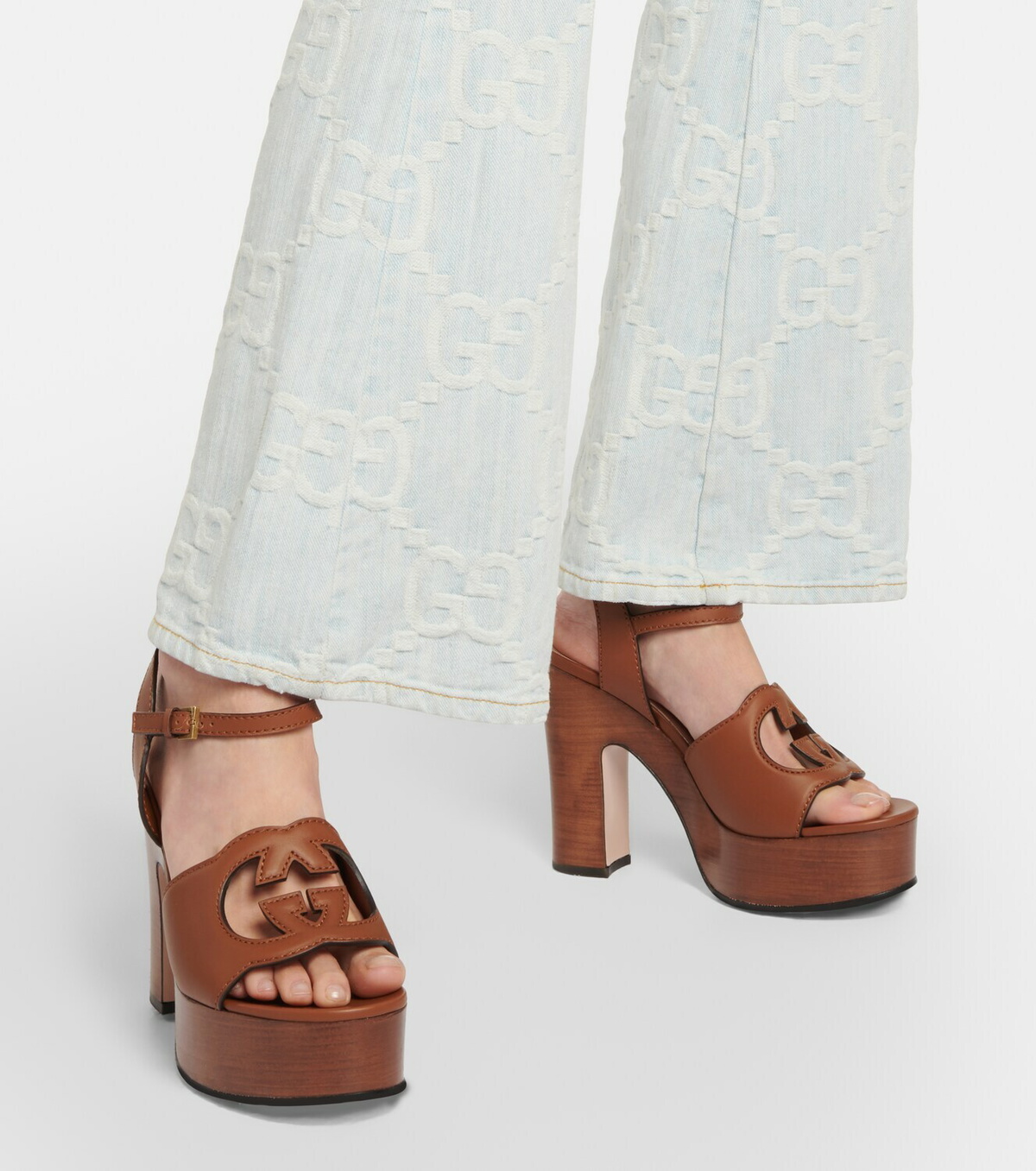 Gucci - Interlocking G leather platform sandals Gucci