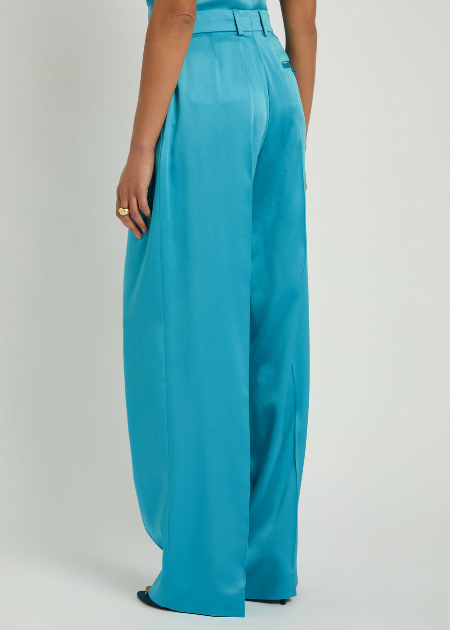 Stella Mccartney Wide-leg Satin Trousers Blue