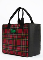 Barbour X Ganni Logo-embroidered Tartan Waxed Cotton Tote - Red - One Size