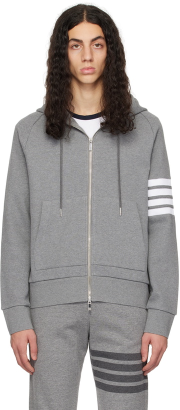 Photo: Thom Browne Gray 4-Bar Hoodie