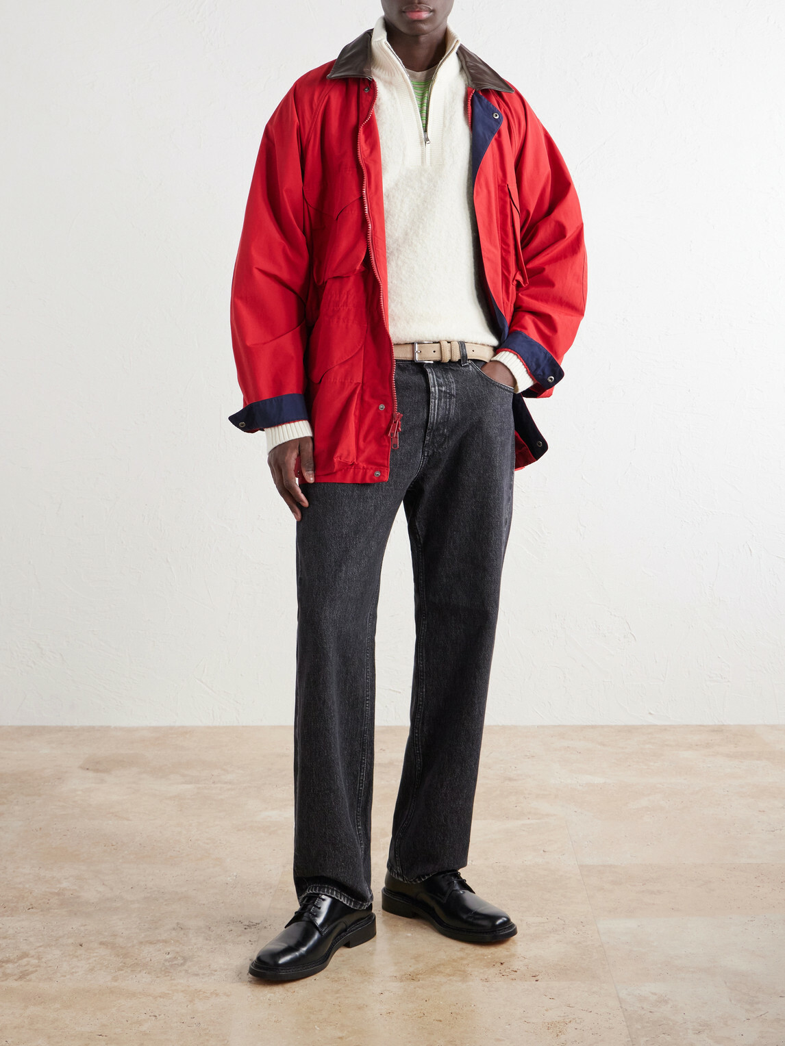 Aimé Leon Dore - Felted Wool-Blend Half-Zip Sweater - White