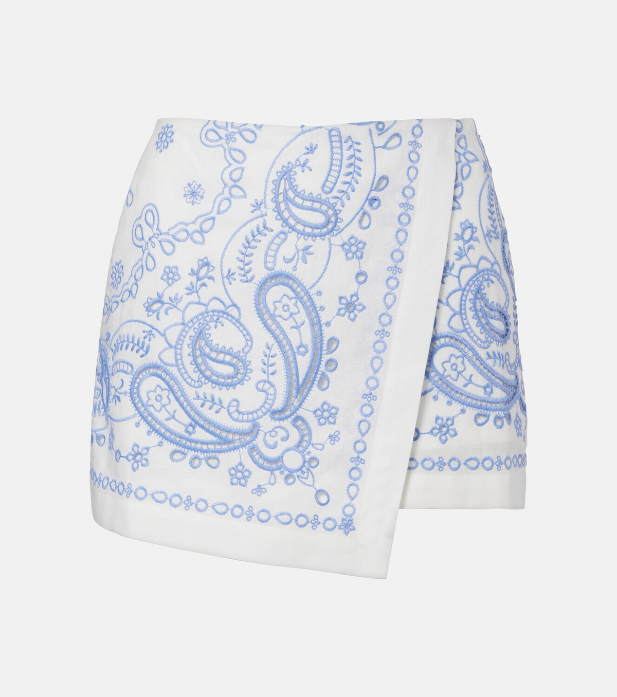Self-Portrait Embroidered linen and cotton skort