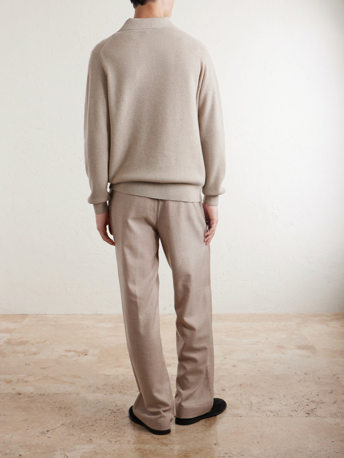 Lardini - Knitted Wool and Cashmere-Blend Polo Shirt - Neutrals