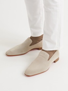 CHRISTIAN LOUBOUTIN - Dandelion Perforated Suede Loafers - Neutrals