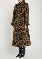 Simkhai Rumi Leopard-print Brushed Wool-blend Trench Coat