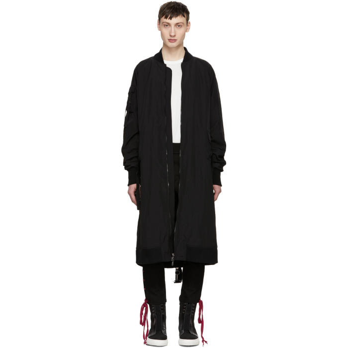 D.Gnak by Kang.D Black Long Back Zip Bomber Jacket D.Gnak by Kang.D