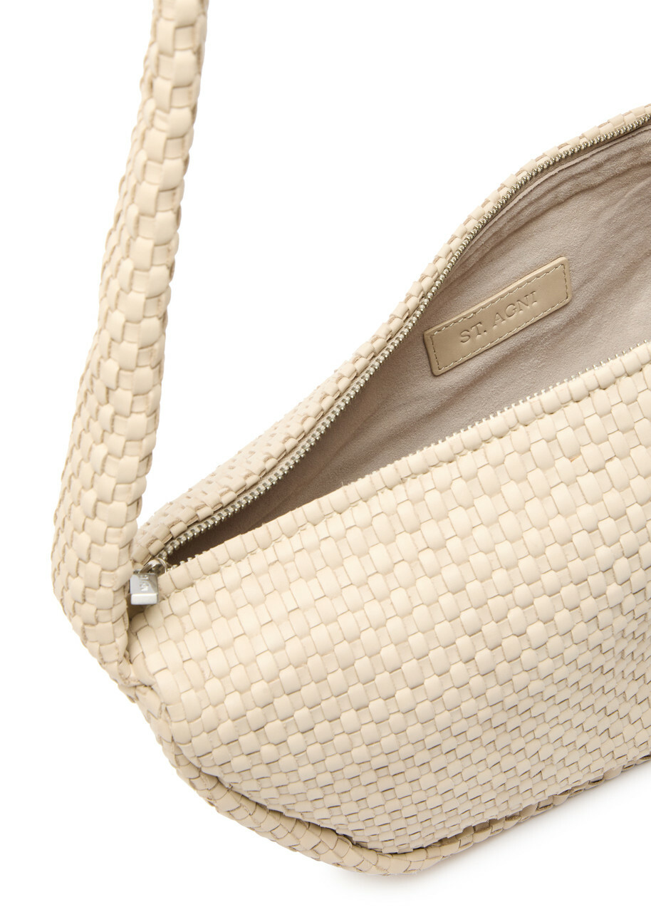 ST. Agni Latice Weave Crescent Leather Shoulder bag - Cream - One