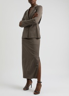 Helmut Lang Wool Maxi Skirt Brown