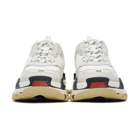 Balenciaga White and Red Triple S Sneakers