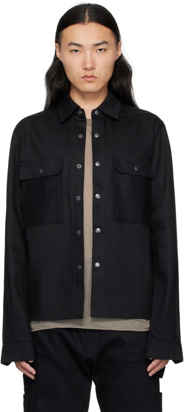 Photo: Rick Owens DRKSHDW Black Hollywood Cropped Outershirt Denim Shirt