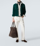 Tom Ford Leather-trimmed suede tote bag