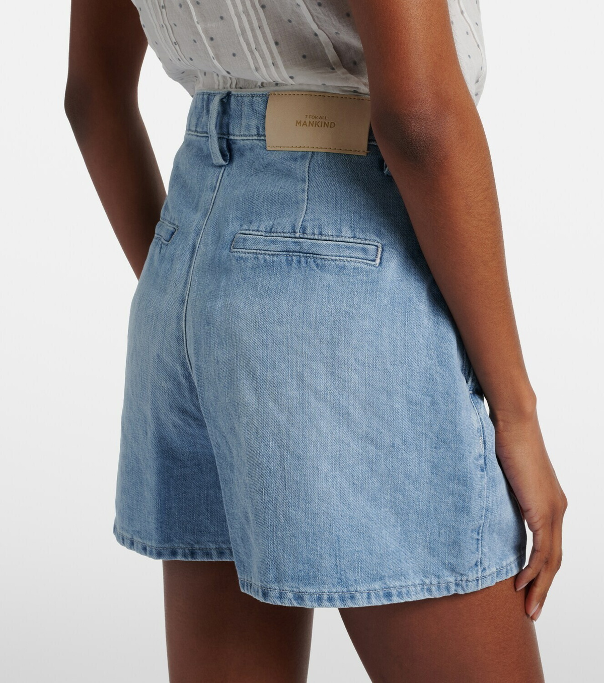 7 For All Mankind Cotton and linen denim shorts