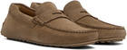 BOSS Taupe Portuguese-Crafted Suede Loafers