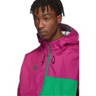 Nike Pink and Green ACG Packable Rain Jacket
