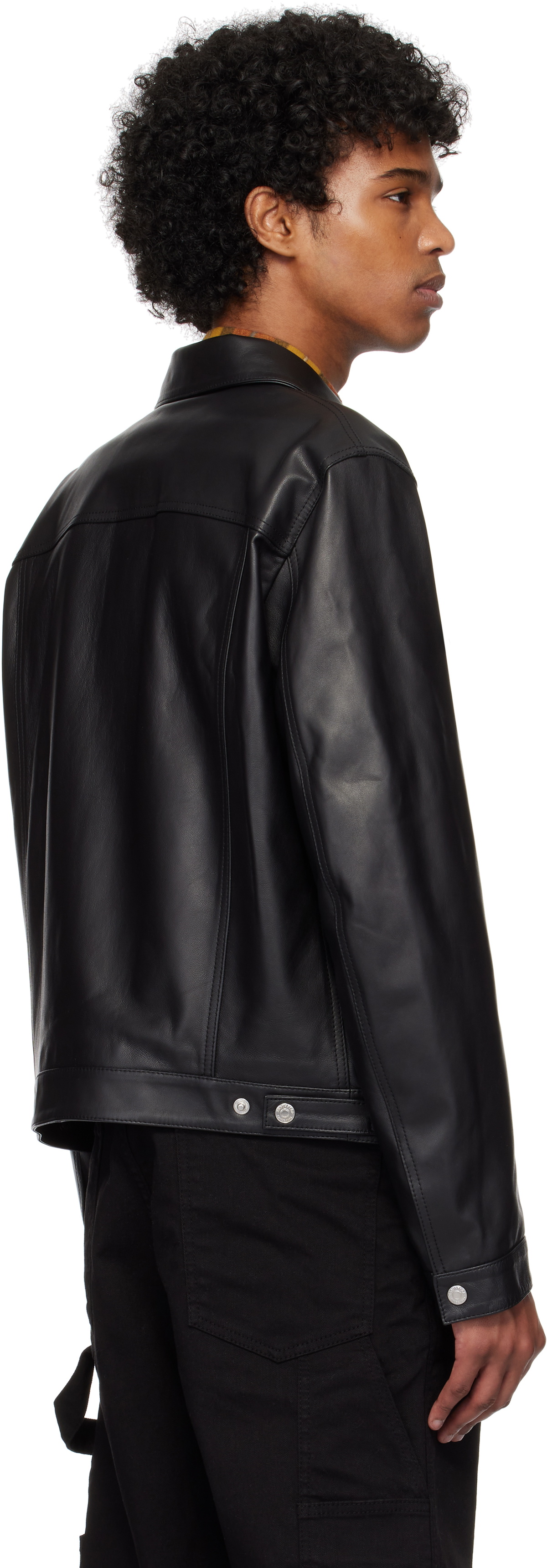 Dsquared2 Black Boxy Jean Leather Jacket Dsquared2