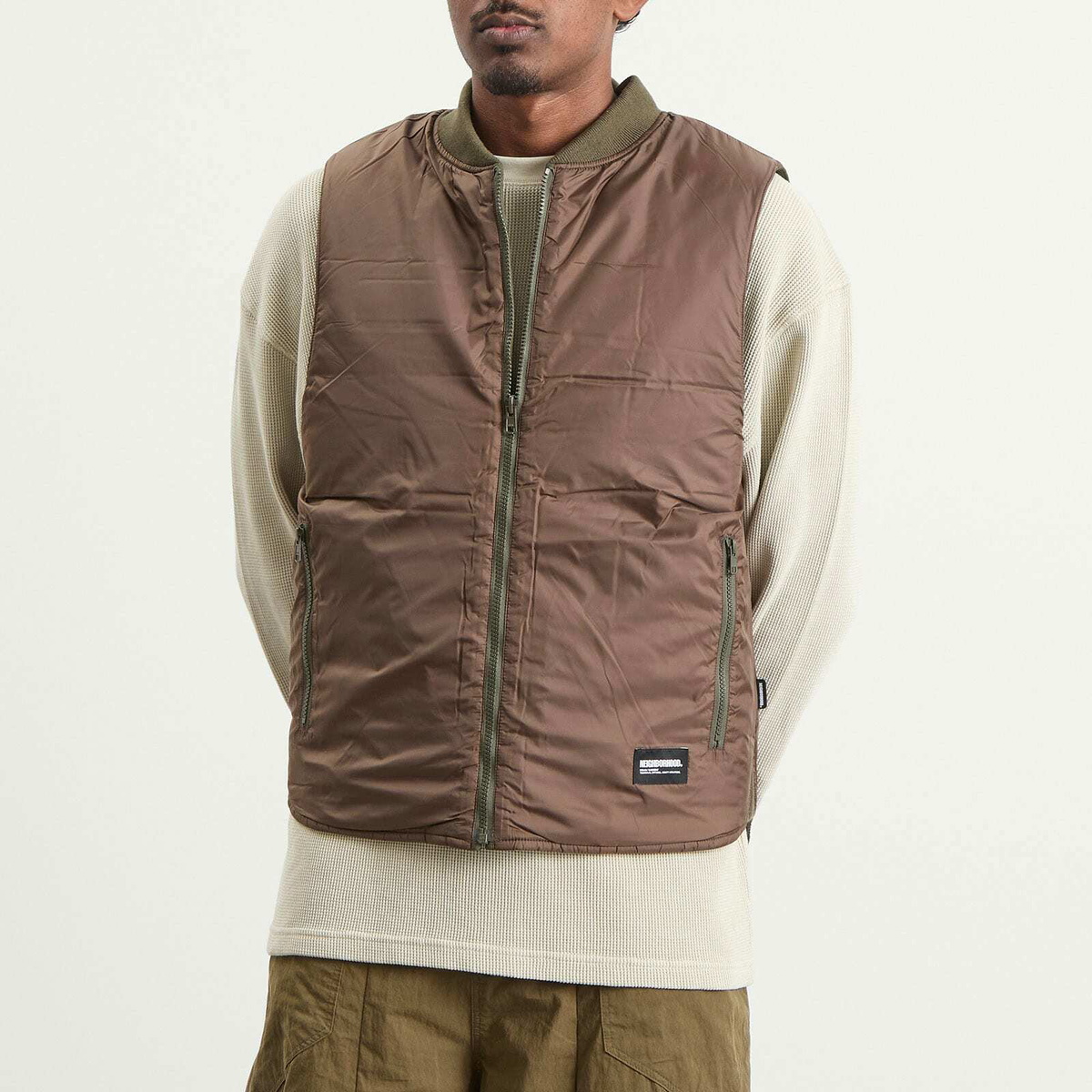 トップス NEIGHBORHOOD B-3/M Vest Neighborhood Men's Reversible Padded Vest in Olive Drab Neighborhood