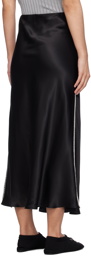 Silk Laundry Black Bias-Cut Midi Skirt
