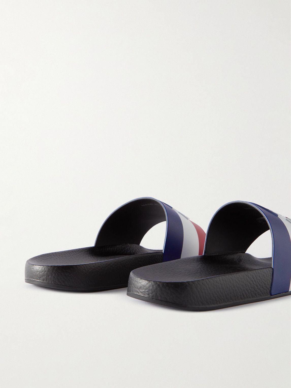Moncler - Basile Logo-Embossed Striped Rubber Slides - Black Moncler - Basile Logo-Embossed Striped Rubber Slides - Black