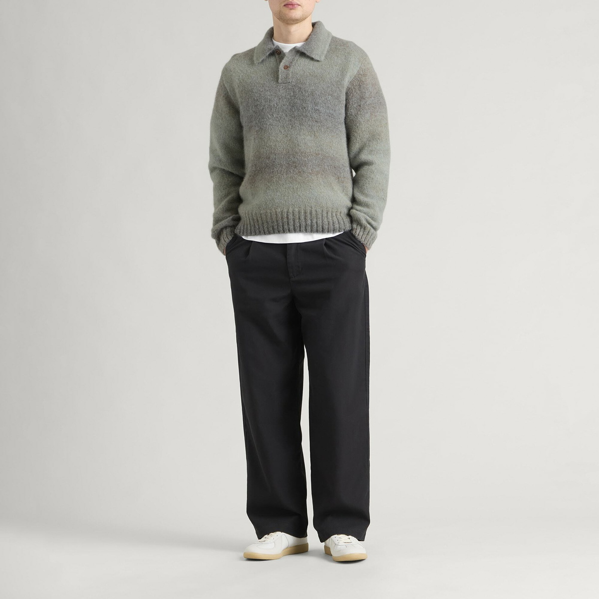Palmes Men's Alpaca Longsleeve Knit Polo in Blue