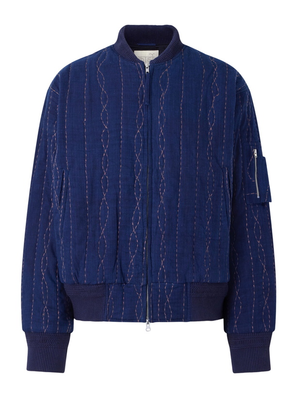 Photo: Kardo - Max Embroidered Cotton Bomber Jacket - Blue