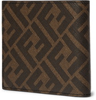 Fendi - Logo-Print Coated-Canvas and Leather Billfold Wallet - Brown