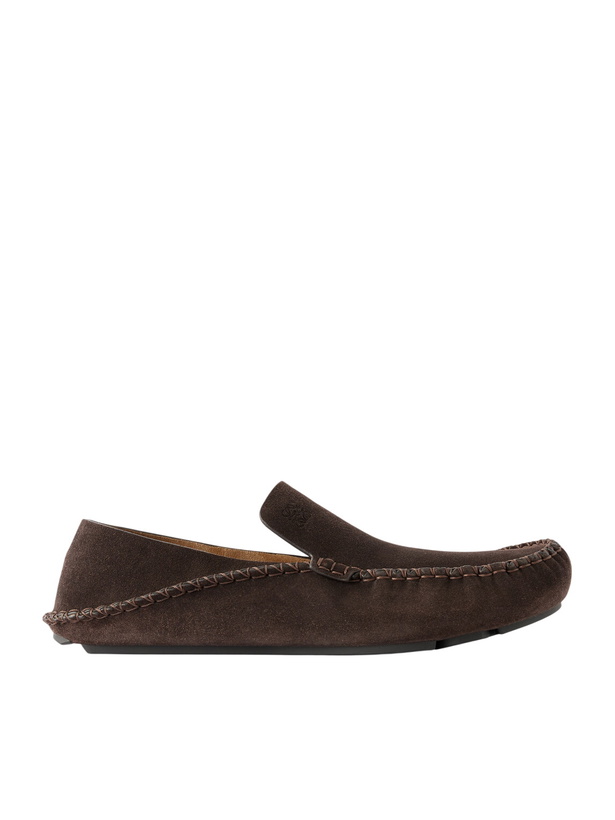 Photo: LOEWE - Rambla Suede Driving Loafers - Brown
