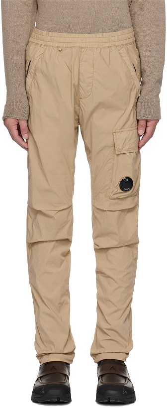 Photo: C.P. Company Beige Garment-Dyed Cargo Pants