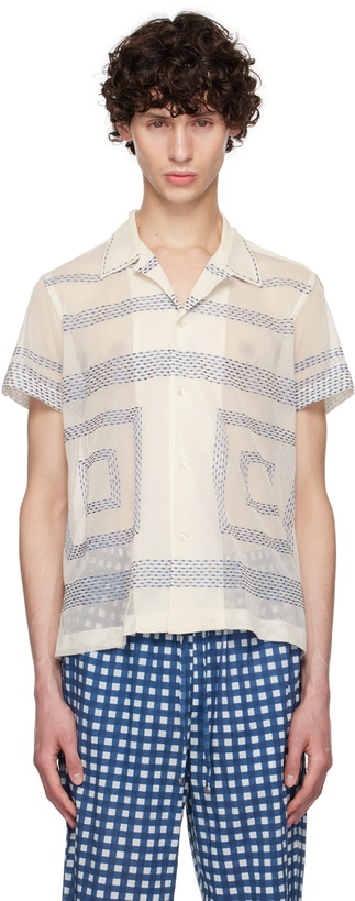 Photo: Bode Off-White Tile Stitch Shirt