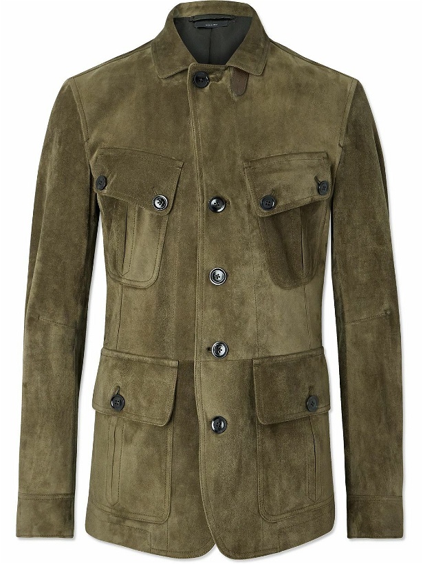 Photo: TOM FORD - Leather-Trimmed Suede Field Jacket - Green