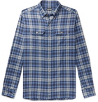 TOM FORD - Button-Down Collar Checked Brushed-Cotton Shirt - Blue