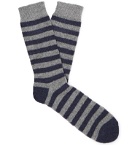 Howlin' - Cosmonaut Striped Stretch Merino Wool-Blend Socks - Blue