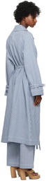 REMAIN Birger Christensen Blue Striped Trench Coat