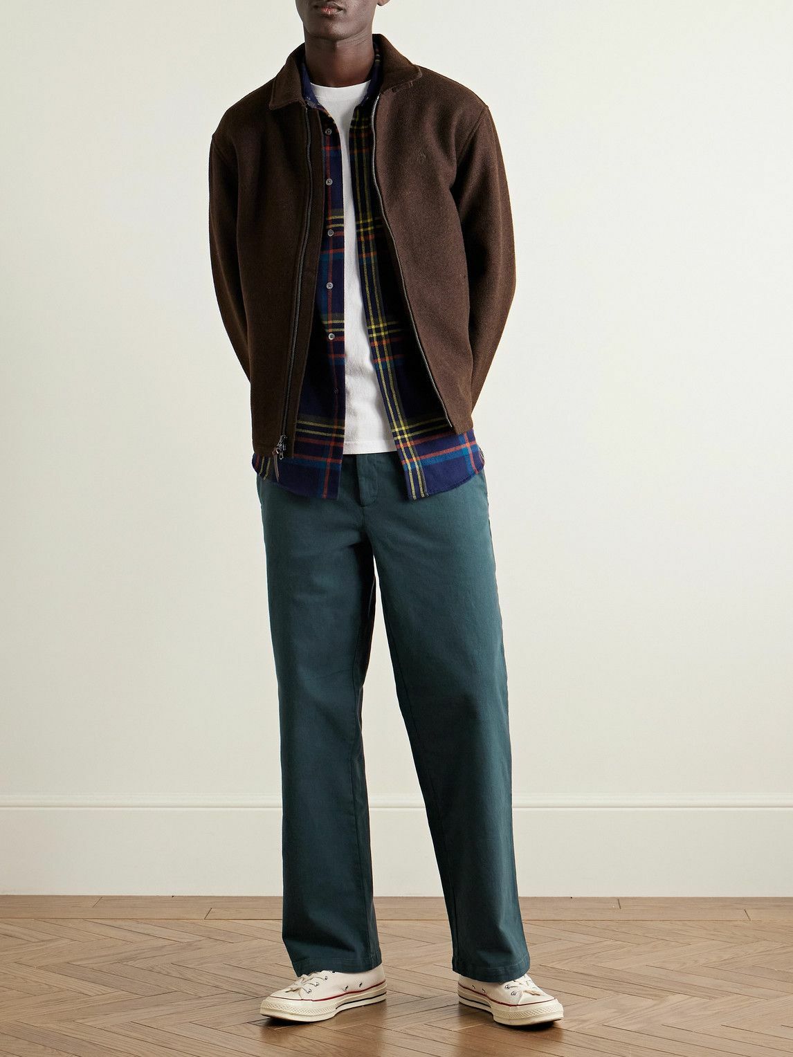 Portuguese Flannel - Labura Straight-Leg Organic Cotton-Blend Twill Trousers - Blue