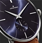 Junghans - Meister Handaufzug 38mm Stainless Steel and Leather Watch, Ref. No. 027/3504.00 - Blue