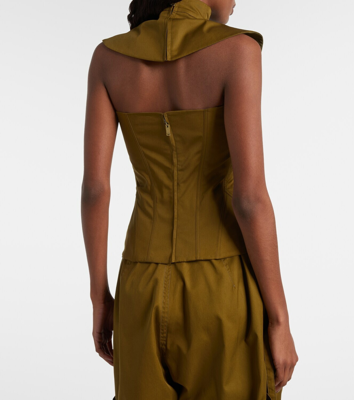 McQueen Cutout lace-up cotton corset top