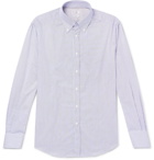 Brunello Cucinelli - Slim-Fit Button-Down Collar Striped Cotton-Poplin Shirt - Blue