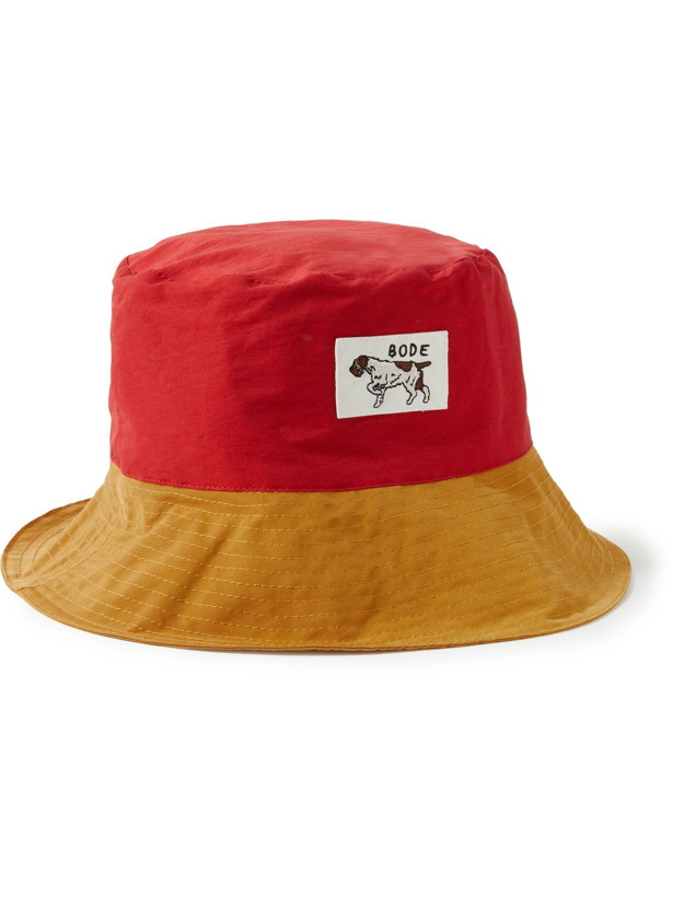 Photo: BODE - Appliquéd Colour-Block Cotton-Blend Faille Bucket Hat