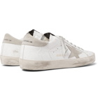 Golden Goose - Superstar Distressed Patent-Leather and Suede Sneakers - White