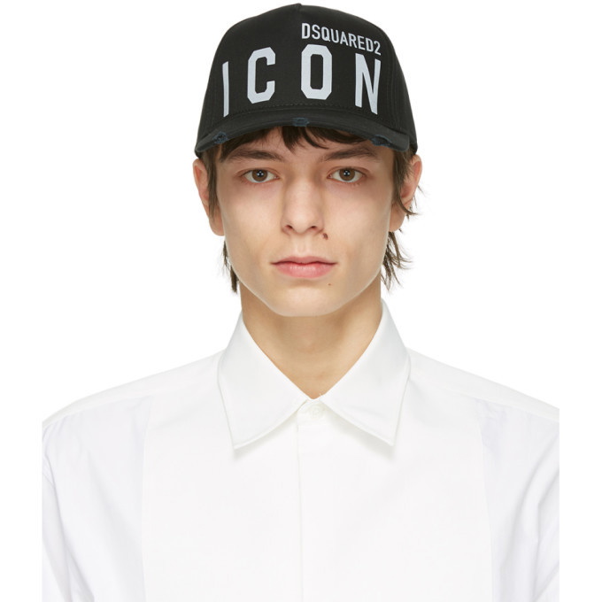 Photo: Dsquared2 Black and Silver Icon Baseball Cap