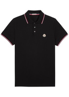 Moncler Logo-appliquéd Piqué Cotton Polo Shirt Black