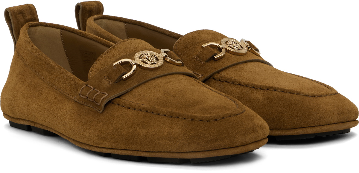 Versace Tan Villa Suede Driver Loafers Versace display picture 3