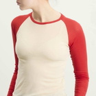 Auralee Women's Sheer Rib Raglan Top in Ivory/Red