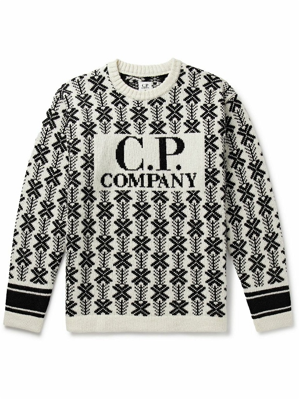 Photo: C.P. Company - Logo-Jacquard Virgin Wool Sweater - White