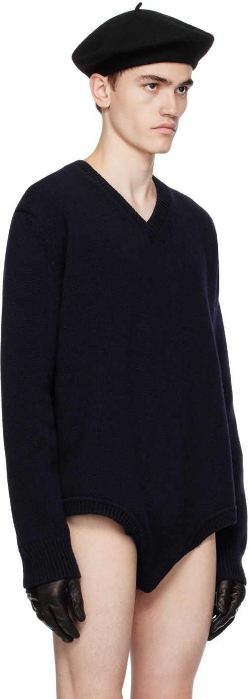 Maison Margiela Navy V-Neck Sweater Maison Margiela