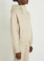 Adidas X Stella Mccartney Hooded Half-zip Cotton-blend Sweatshirt Beige
