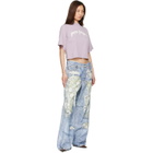 Palm Angels Purple Dripping Curved Logo Boxy T-shirt