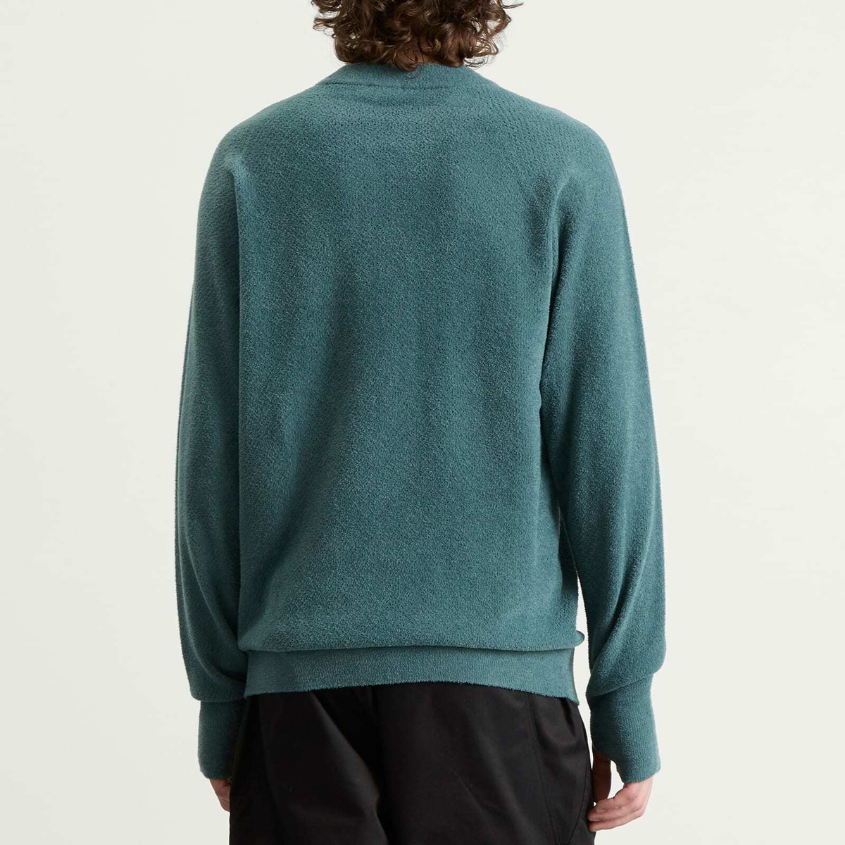 Goldwin Men's Mesh Pile Crew Sweatshirt in Moss Agate