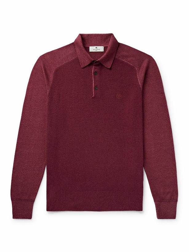 Photo: Etro - Logo-Embroidered Virgin Wool Polo Shirt - Red